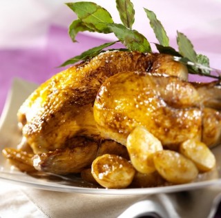 Label Rouge country-style roast chicken and potatoes