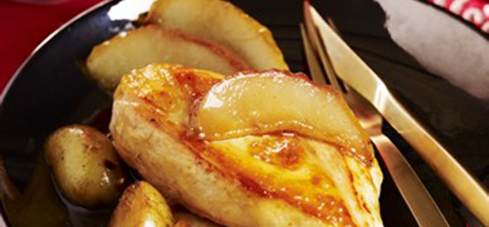 Suprême von der Poularde an Birnen und Ahornsirup