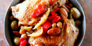 Fricassee de poulet Label Rouge aux amandes et tomates confites