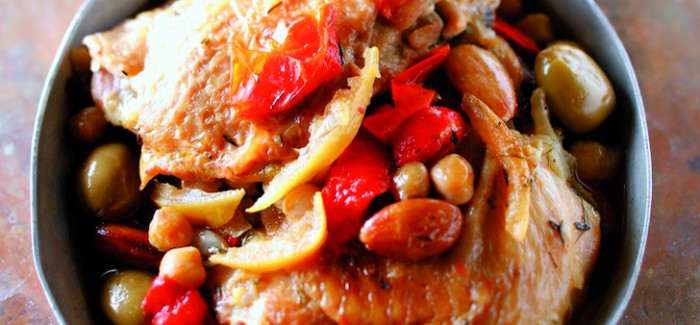 Fricassée de poulet Label Rouge aux amandes et tomates confites