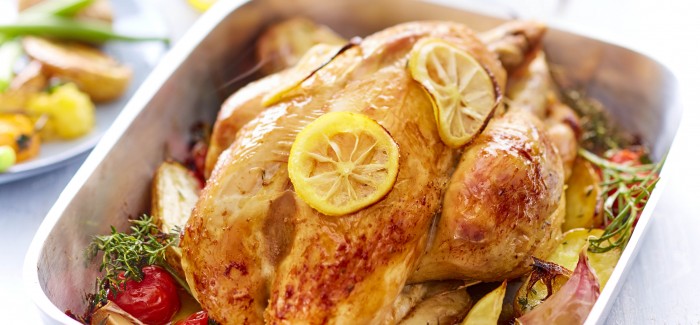 Poulet Fermier Label Rouge rôti au citron, herbes et légumes d’été